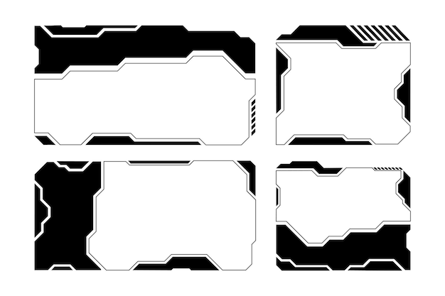 Un jeu d'interfaces numériques cyberpunk avec des cadres HUD futuristes