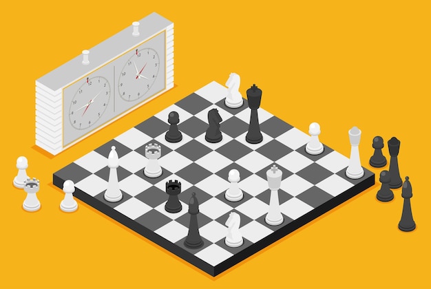 Jeu Isométrique D'échecs Plat Série Isométrique