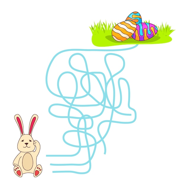 Jeu de labyrinthe jeu éducatif pour les enfants Le lapin de Pâques cherche des œufs