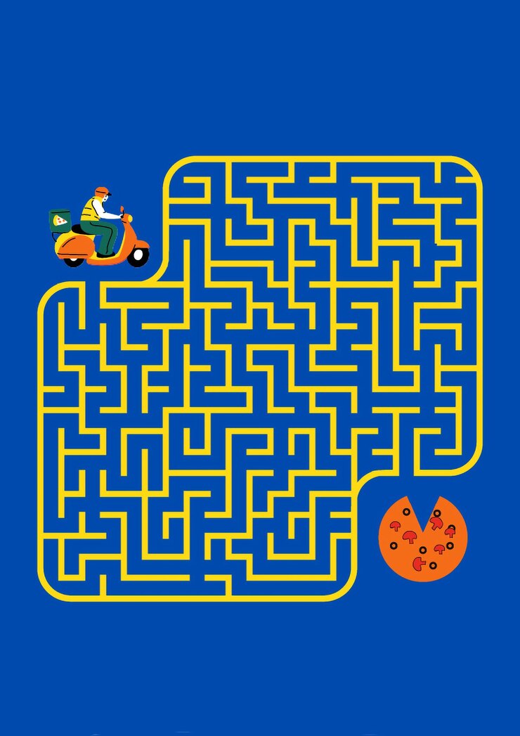 Jeu de labyrinthe de pizza d'activité d'été