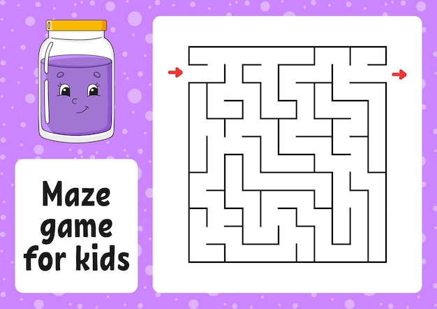 Jeu De Labyrinthe Pour Enfants Labyrinthe Drôle Feuille De Travail D'activité Puzzle Pour Enfants Style Dessin Animé énigme Logique