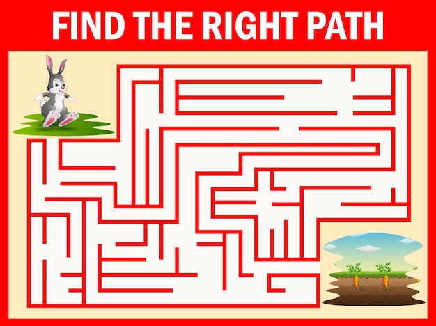 Jeu De Labyrinthe Trouve Le Chemin Du Lapin Se Rendre à La Carotte