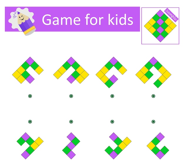 Jeu de logique Tâches d'attention pour enfants Test d'entraînement au QI Feuille d'exercice imprimable