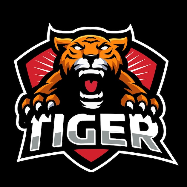 Jeu de logo esport tête de tigre