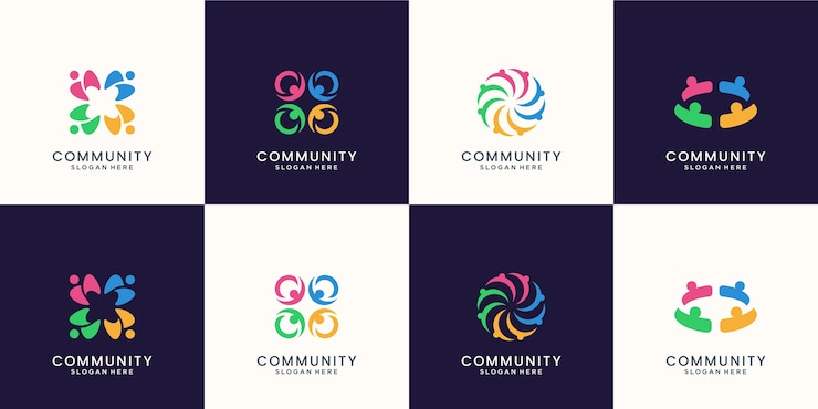 Vecteur jeu de logo de groupe social coloré créatif