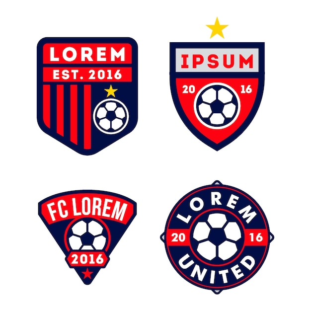 Vecteur jeu de logo et d'insigne de football isolé sur fond blanc