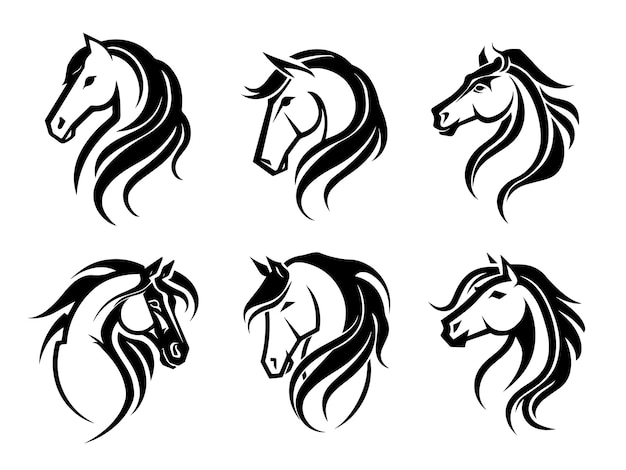 Vecteur jeu de logos de chevaux