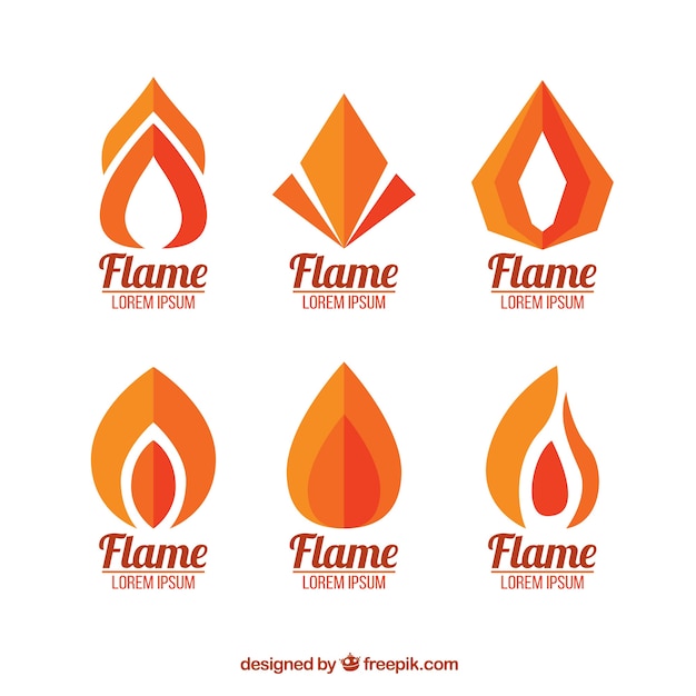 Vecteur jeu de logos de flamme dans la conception plate