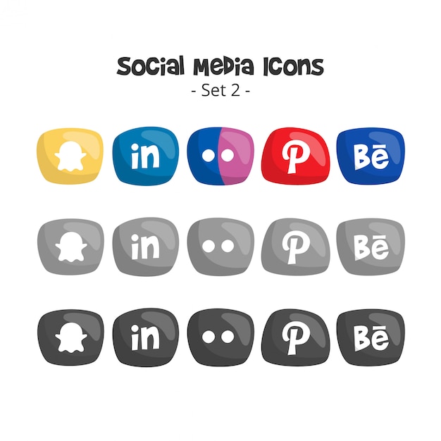 Vecteur jeu de logos et d'icônes de médias sociaux mignon