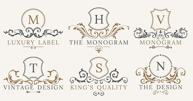 Vecteur jeu de logotype de boucliers vintage royal luxe luxe
