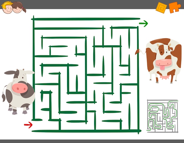 Jeu De Loisir De Labyrinthe Avec Des Vaches