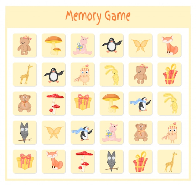 Jeu De Mémoire Pour Enfants, Cartes Animales