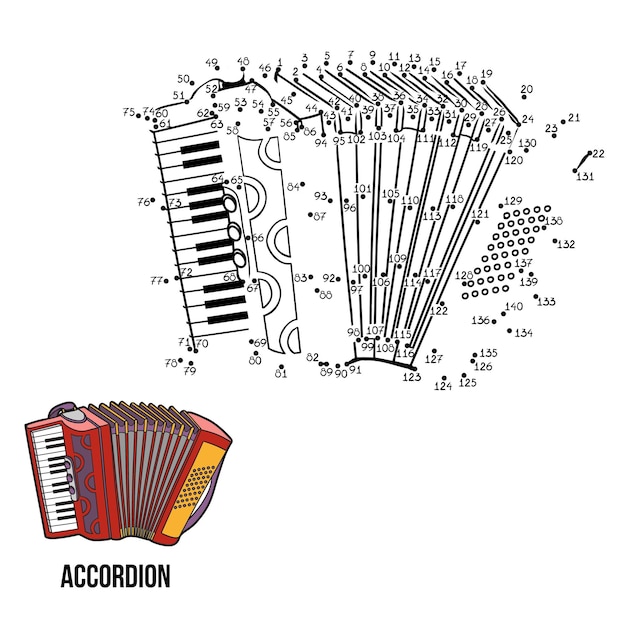 Jeu De Nombres Pour Enfants Instruments De Musique Accordéon