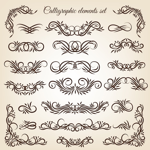 Jeu D'ornements Calligraphiques Vintage Ornements