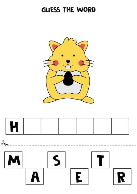 Jeu D'orthographe Pour Les Enfants Hamster Mignon De Bande Dessinée