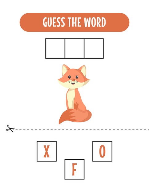 Jeu D'orthographe Pour Enfants Avec Illustration De Renard