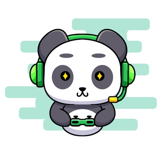 Vecteur jeu de panda mignon - personnage de dessin animé - illustration vectorielle