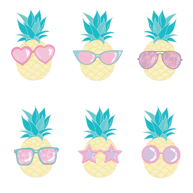 Jeu de personnages mignons ananas