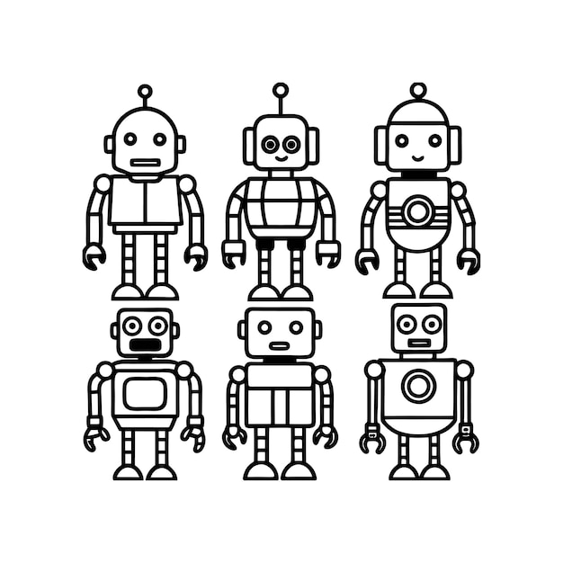 Un jeu de personnages robots mignons
