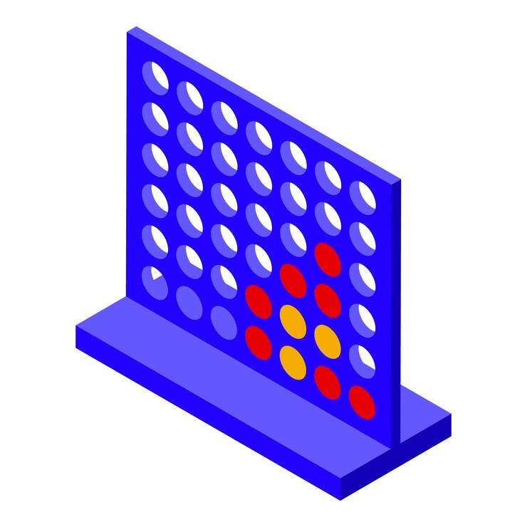 Jeu de plateau bleu connectant quatre montrant la stratégie gagnante