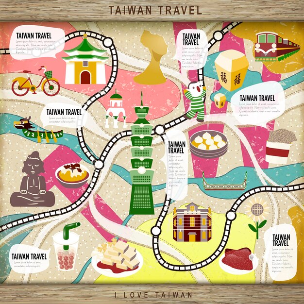 Jeu De Plateau Conceptuel De Voyage à Taiwan