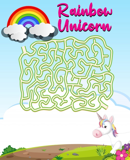 Jeu De Plateau Labyrinthe Avec Logo De Licorne Arc-en-ciel