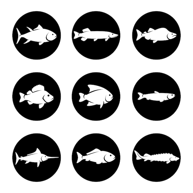 Jeu De Poisson Collection Icône Poisson Vector