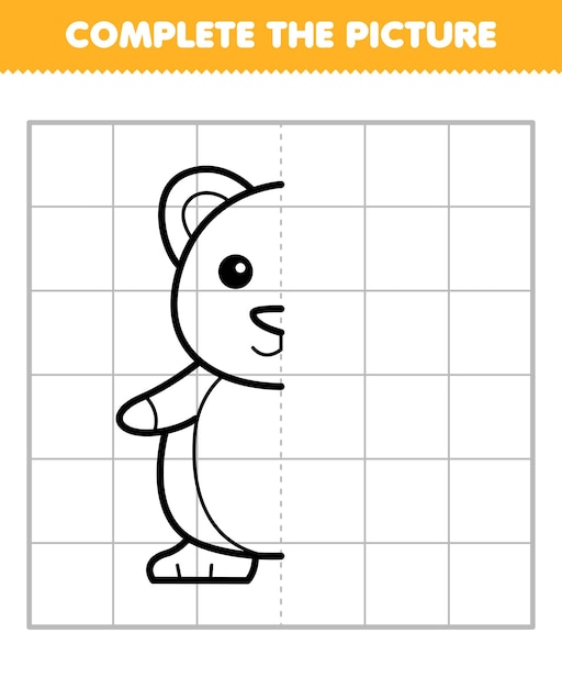 Jeu pour enfants compléter l'image de mignon hamster demi contour pour le dessin feuille de travail d'animal de compagnie