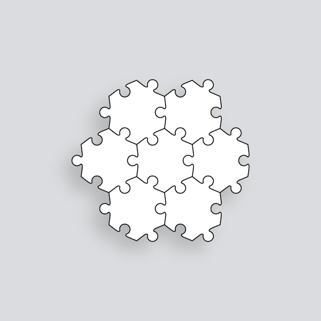 Jeu De Puzzle Grille De Puzzle Avec Pièces Hexagonales Illustration Vectorielle
