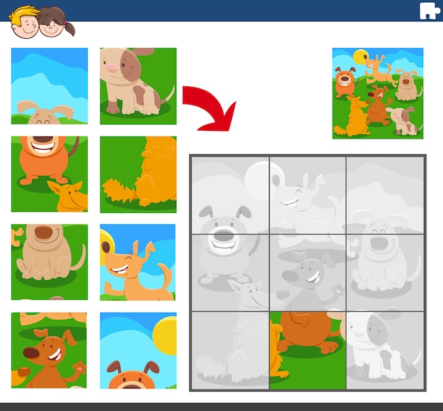 Jeu De Puzzle Avec Des Personnages Animaux Chiens