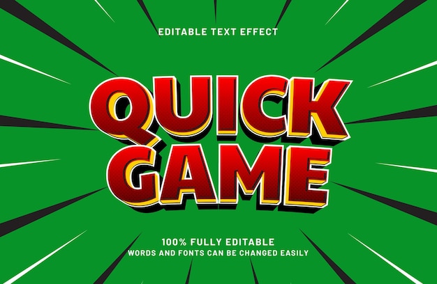 Vecteur jeu rapide effet de texte modifiable