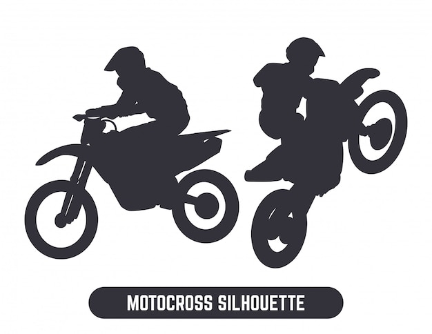 Jeu De Silhouette De Saut De Motocross