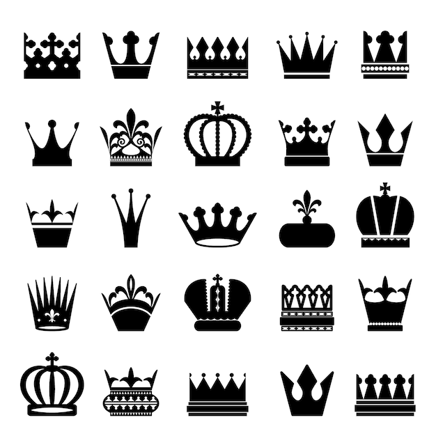 Jeu De Silhouettes De Couronne Noire.