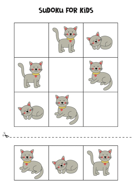 Jeu De Sudoku éducatif Pour Les Enfants Avec Des Chats Mignons