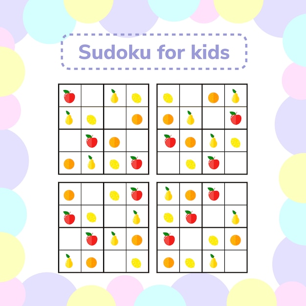 Vecteur jeu de sudoku pour enfants avec photos. journal