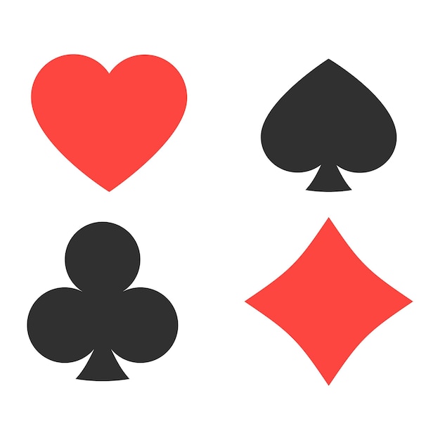 Vecteur jeu de symboles d'icônes de costume de carte à jouer icône isolée sur fond blanc illustration vectorielle