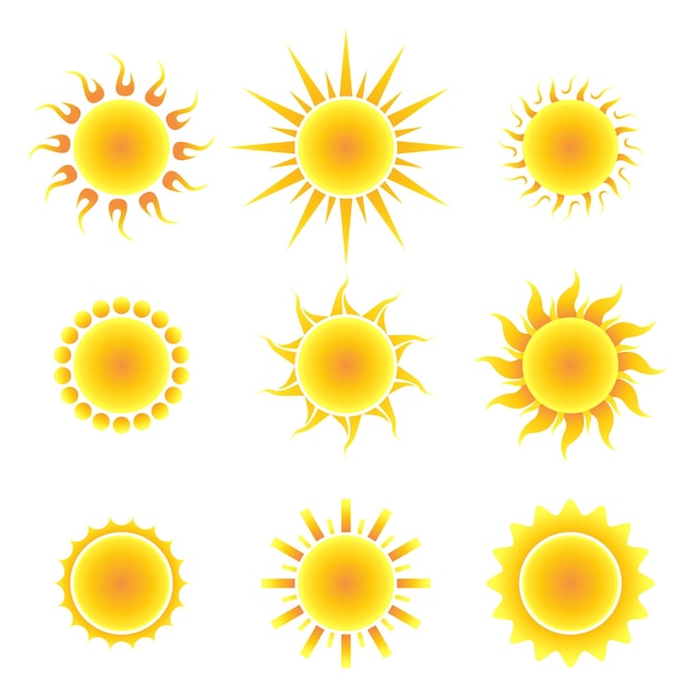 Jeu de symboles de soleil