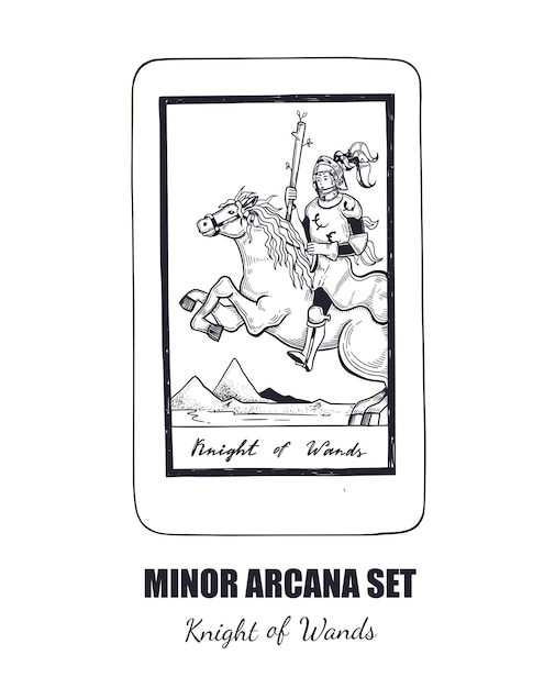 Jeu De Tarot Arcanes Mineurs Dessinés à La Main Vector Knight Of Wands