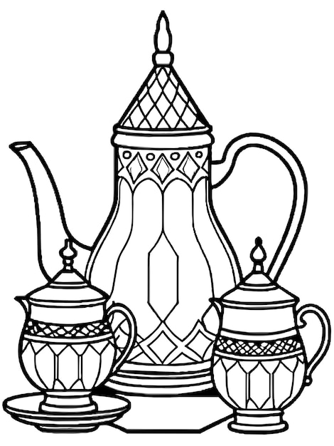 jeu de thé marocain illustration graphique vectorielle format de fichier source EPS conception d'icône de mise à l'échelle sans perte