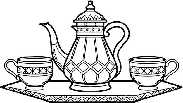 jeu de thé marocain illustration graphique vectorielle format de fichier source EPS conception d'icône de mise à l'échelle sans perte