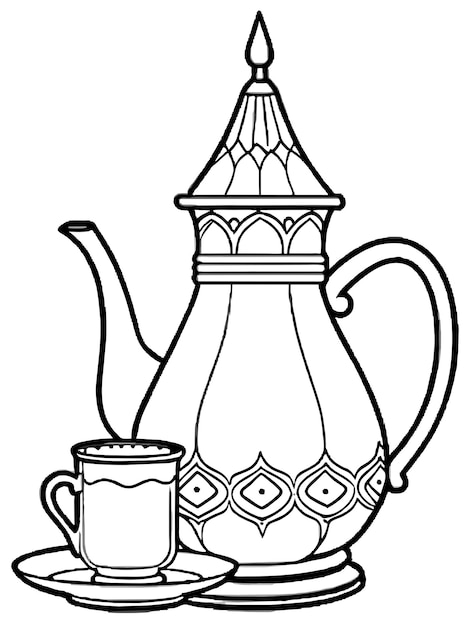 jeu de thé marocain illustration graphique vectorielle format de fichier source EPS conception d'icône de mise à l'échelle sans perte