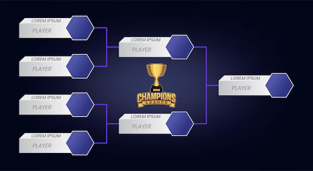 Vecteur jeu de trophée avec le champion de la ligue écrit sur le devant