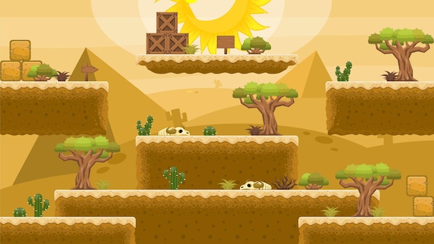 Vecteur jeu de tuiles desert platformer