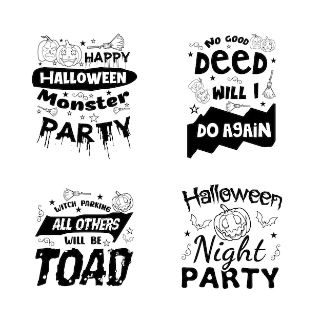 Vecteur jeu de typographie de lettrage halloween conception de typographie happy halloween