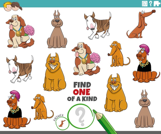 Jeu Unique Avec Des Chiens De Dessin Animé Amusants