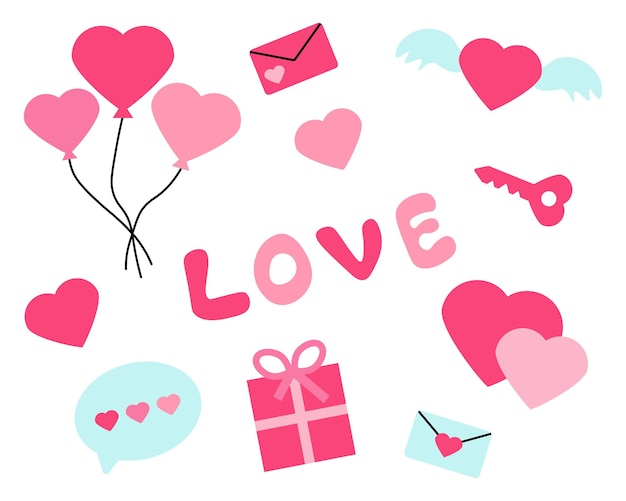 Jeu de vecteur de couleur Happy Valentine's Day