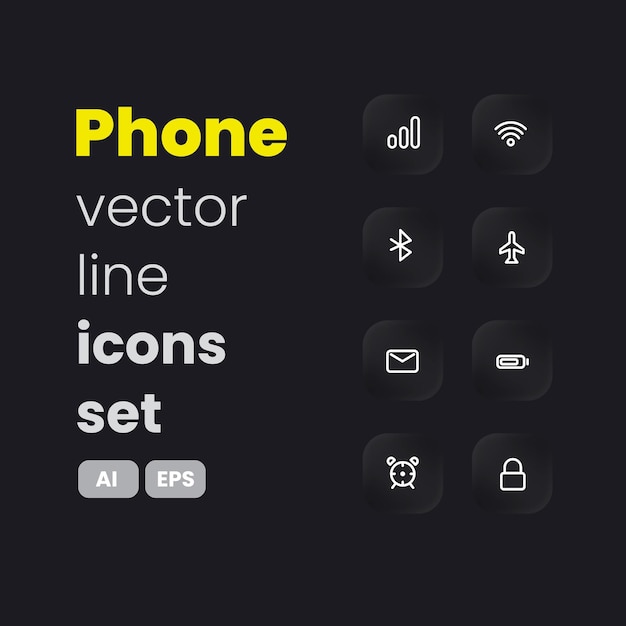Jeu de vecteurs de collection d'icônes de ligne de téléphone intelligent.