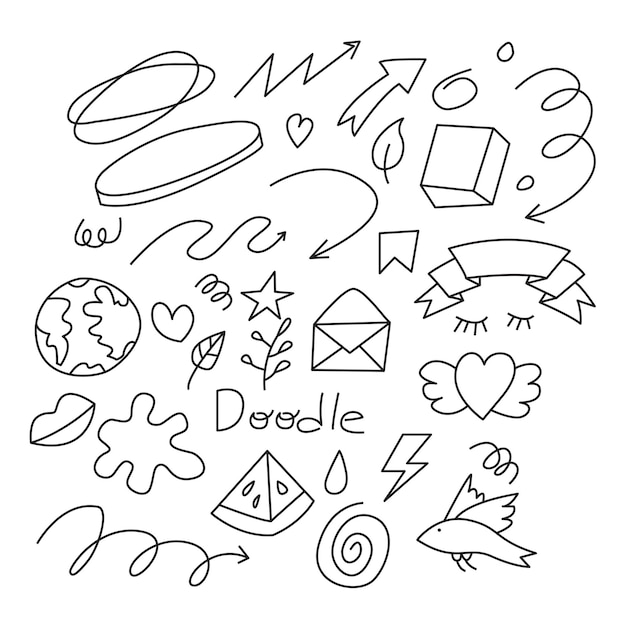 jeu de vecteurs d'illustration de doodles