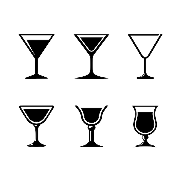 Vecteur jeu de vecteurs de logo de verre de cocktail modèle de jeu de vecteur de logo de cristal de cocktail ensemble d'éléments de verre de cocktail