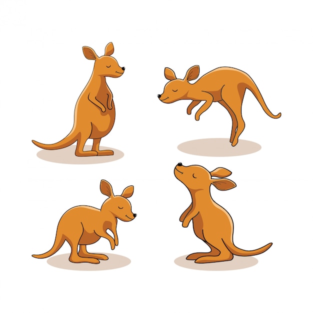 Jeu De Wallaby Mignon Dessin Animé Animaux Kangourou